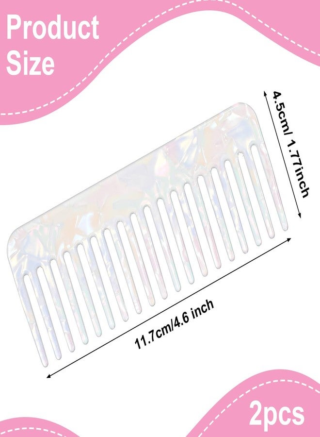 LLOUSSAK 2 Pack Detangling Comb White Tortoise Shell Wide Tooth Comb Shower Comb Large Acetate Hair Comb for Curly, Wet, Dry, Straight, Thick and Long Hair - Image 2